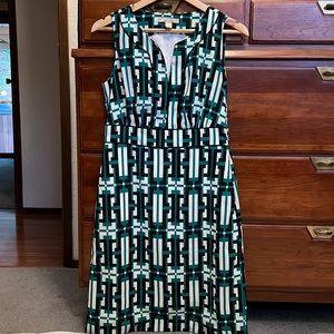 Banana Republic Geometric Blk/Green/White Shaped Dress Sz4